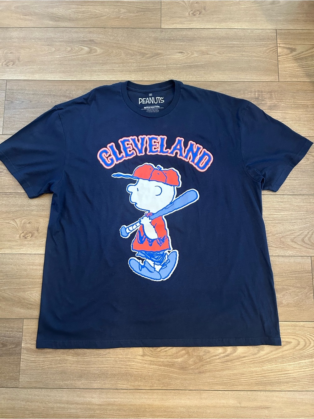 Peanuts Cleveland Snoopy Baseball Graphic Tee 2X Ripple Junction